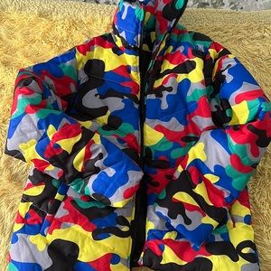 Rainbow Camo Puffer Jacket